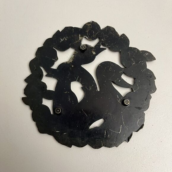 Vintage Mallard Duck Rosette Brass Mini Trivet 3” - Picture 3 of 4